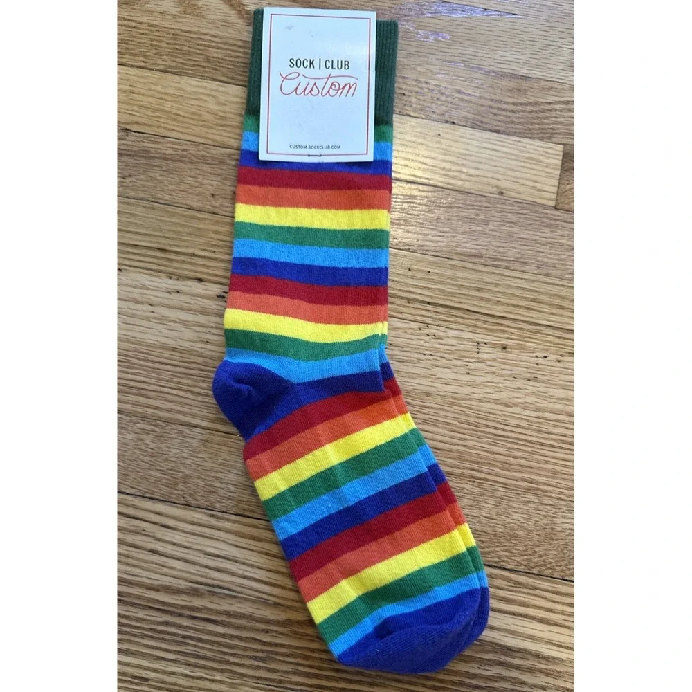 Custom Sock Club-  multicolor Stripe cotton blend socks crew socks-New with Tags
